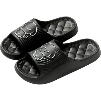 Pánské pantofle Pružné protiskluzové měkké pantofle pro dospělé Domácí přezůvky s kresleným motivem psa Roztomilé pohodlné pantofle Unisex obuv černá 40-41