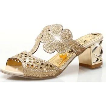 Dámské lodičky Luxusní dámské lodičky s květinou zlatá 38