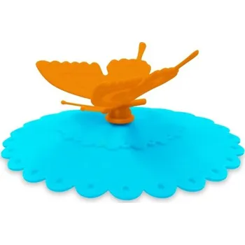 Silikonové víčko na hrnek s motýlem modrá 3