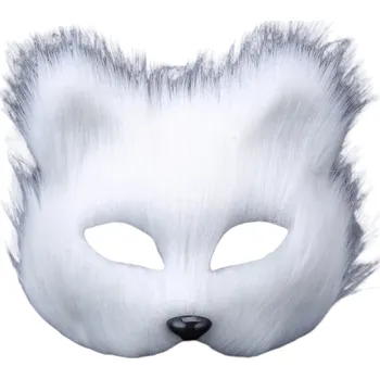 Karnevalová maska Zvířecí chlupatá maska bílá