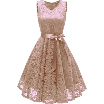 Dámské šaty Krajkové šaty s mašlí béžova XL