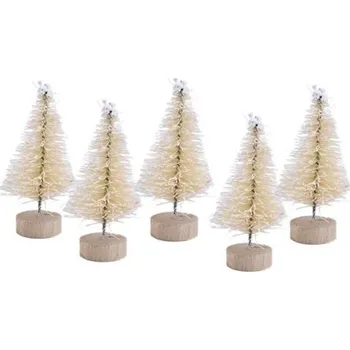 Vánoce Dekorační stromečky 5 cm 5 ks bílá