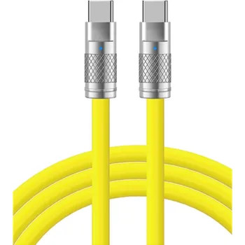 Datový kabel Rychlonabíjecí kabel 1 m 120W USB C na USB C 6A silikonový datový kabel pro nabíjení pružný odolný Typ C žlutá