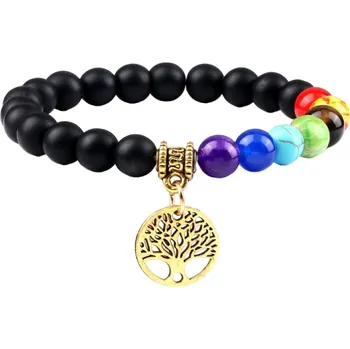 Náramek Náramek sedmi čaker s onyxem zlatá