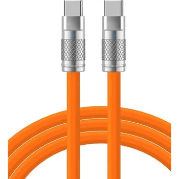 Datový kabel Rychlonabíjecí kabel 2 m 120W USB C na USB C silikonový datový kabel pro nabíjení 6A pružný odolný Typ C oranžová