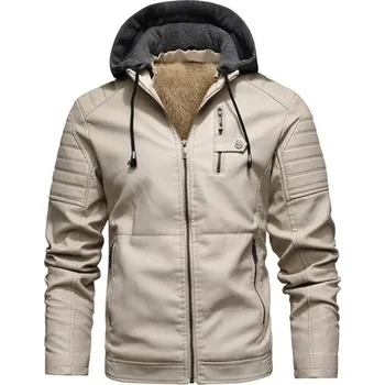 Pánská zimní kožená bunda F1080 krémová XL