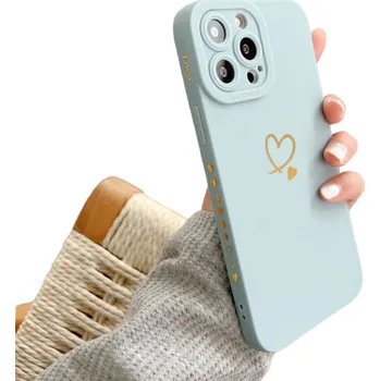 Pouzdro na mobilní telefon Silikonový kryt se srdcem pro iPhone 16 Plus Barevný silikonový kryt srdce pro iPhone 16 Plus Měkký kryt s nápisem Love pro iPhone 16 Plus tyrkysová