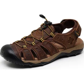 Pánské sandále Pánské sandály s plnou špičkou J2180 tmavě hnědá 43