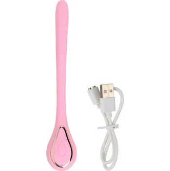 Vibrátor Silikonový mini vibrátor ve tvaru lžičky, 10 režimů vibrací, nabíjení na magnetický USB kabel růžová