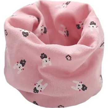Šála Dětský nákrčník s králíky růžová