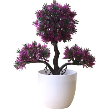 umělá květina Malý umělý strom v květináči 1 ks Realistická plastová rostlina Simulovaná falešná květina Stolní dekorace Domácí a hotelová výzdoba fialová