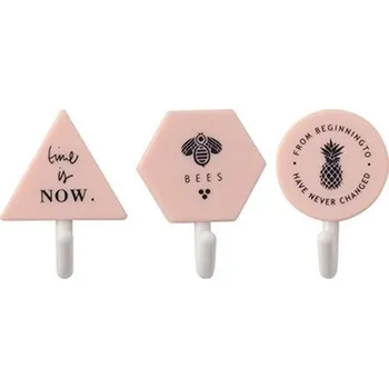 Věšák Samolepicí plastový háček 3 ks růžová