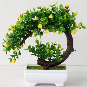 umělá květina Umělá bonsai v květináči žlutá