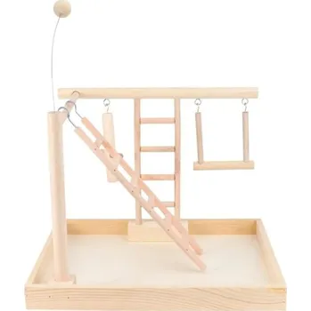 Hračka pro ptáka Dřevěné bidýlko s hračkami pro ptáky 4