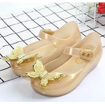 Dívčí obuv Dívčí sandály s motýlkem zlatá 27