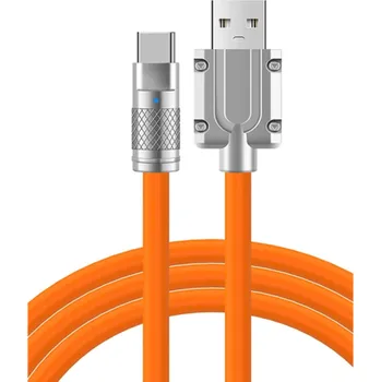 Datový kabel Rychlonabíjecí kabel USB A na USB C 120W 2 m 6A silikonový datový kabel flexibilní odolné provedení oranžová