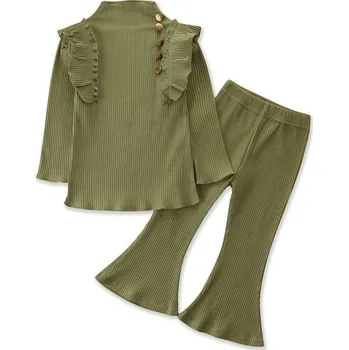 Dívčí tričko a kalhoty L1547 armádní zelená 4