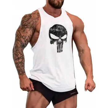 Pánské tílko Pánské tílko s motivem lebky - Bílý M