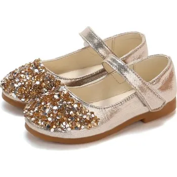 Dětská móda Dívčí baleríny s flitry zlatá 24,5