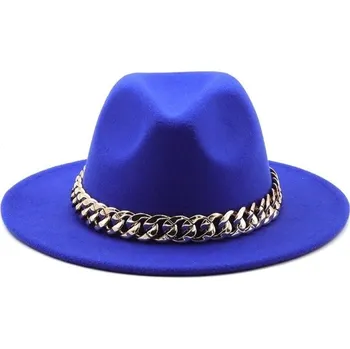 Klobouk Dámský klobouk s řetízkem A2449 modrá