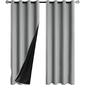 Závěs Zatemňovací závěs do ložnice a obývacího pokoje Neprůhledné závěsy izolující teplo Celostínící závěsy s průchodkou Závěsy zabraňující světlu a hluku 132 x 241 cm šedá
