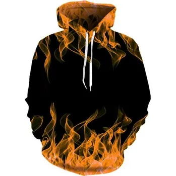 Pánská mikina Pánská mikina s motivem ohně oranžová XXS