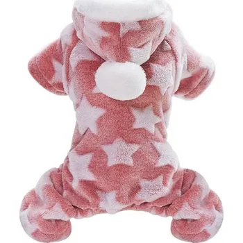 Obleček pro psa Pyžamo pro psy s kapucí Fleece 1,2 - 2,5 kg Teplé oblečení pro malé psy a štěňata Měkké fleecové pyžamo Pohodlný střih Stylový overal na spaní růžová