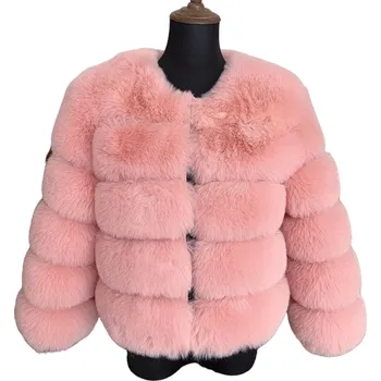 Dámská casual bunda Dámská bunda z umělé kožešiny růžová XL