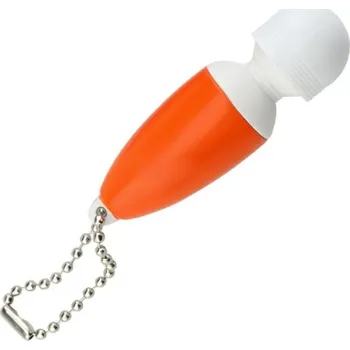 Vibrátor Extra mini vibrátor 6,5 cm ve tvaru klíčenky Magic Wand kompaktní rozměry diskrétní použití vtipný dárek snadné ovládání diskrétní balení oranžová