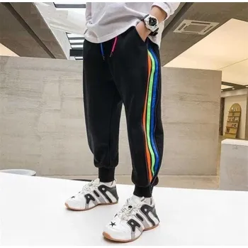 Chlapecké kalhoty Chlapecké barevné tepláky L2216 černá 7-8 let