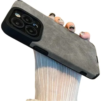 Pouzdro na mobilní telefon Kožený ochranný kryt pro iPhone 15 Pro šedá