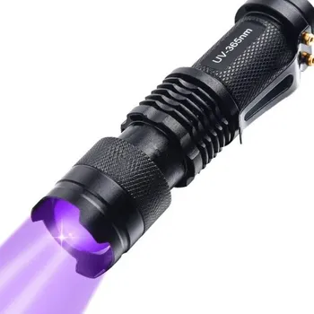 Svítilna Baterka 2v1 UV světlo 395 nm a bílé světlo Délka 9,1 cm Kompaktní svítilna pro kontrolu bankovek Minerály Skvrny Domácnost