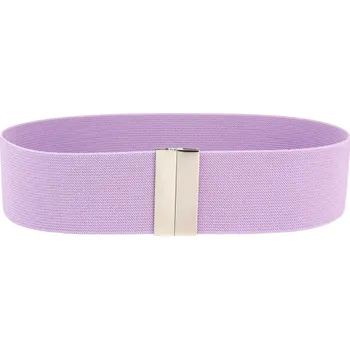 Opasek Dámský elastický pásek 65 x 5 cm Široký módní pasový pásek se stříbrnou kovovou přezkou Elegantní doplněk k šatům a tunikám fialová