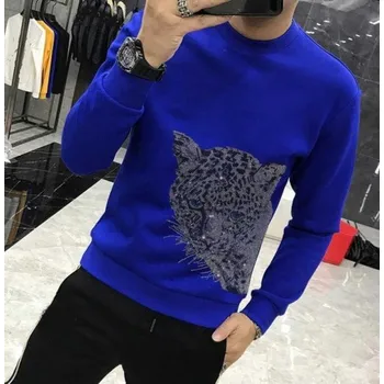 Pánská mikina Pánská mikina s leopardem modrá M