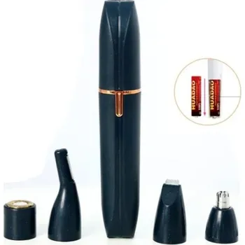 Břitva na holení 4v1 Elektrický holicí strojek Multifunkční zastřihovač 4 vyměnitelné hlavice Omyvatelný depilátor Úprava obočí, nosu, vlasů a těla Navy blue