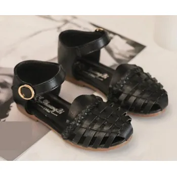 Dívčí obuv Dívčí kožené sandále černá 29,5