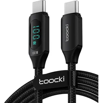 Datový kabel Rychlonabíjecí kabel USB C na USB C 1 m 100W datový kabel PD 6 A LED indikátor Typ C oboustranný černá