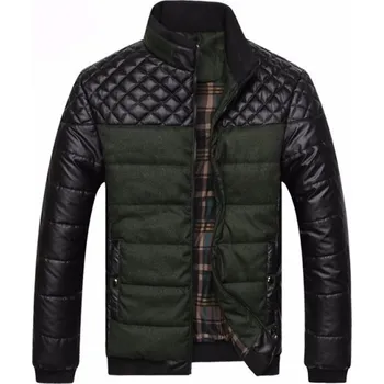 Pánská kožená zimní bunda J2069 armádní zelená XL