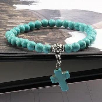 Náramek Korálkový náramek s křížkem 1