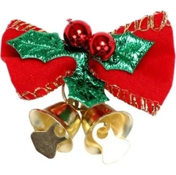 Vánoční dekorace Vánoční mašle se zvonečky 2 ks 1