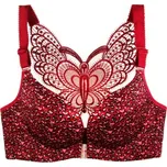 Leopardí podprsenka se zapínáním vpředu červená 105D