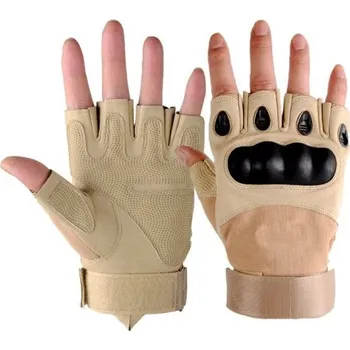 Sportovní střelba Bezprsté vojenské rukavice Taktické outdoorové rukavice bez prstů Armádní bezprsté rukavice khaki L
