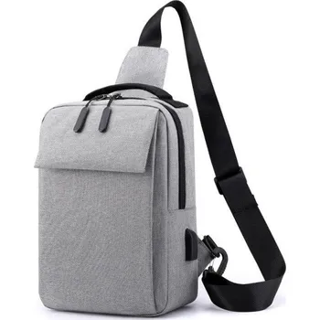 Pánská taška přes rameno s USB portem T409 šedá