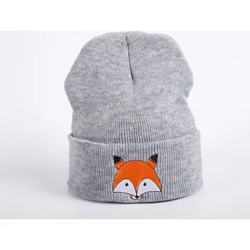 Pokrývka hlavy Unisex čepice s liškou šedá