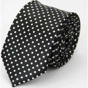 Kravata Tenká unisex kravata s puntíky 145 x 5 cm Elegantní úzká vázanka Stylová módní kravata Moderní doplněk pro muže i ženy na společenské i pracovní akce černá