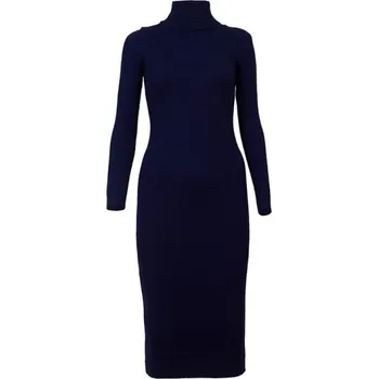 Dámské šaty Úpletové šaty s rolákem tmavě modrá L