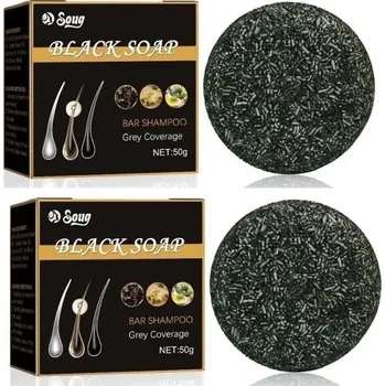Barva na vlasy Tuhý šampon pro ztmavení vlasů Barevný tuhý šampon na vlasy Mýdlový černý šampon na vlasy pro krytí šedin 50 g 2 ks