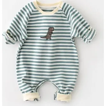 Kojenecký overall Kojenecký pruhovaný overal s dinosaurem T2739 zelená 6-9 měsíců