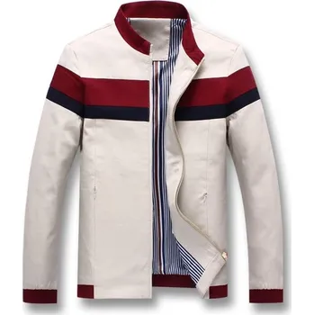 Pánská větrovka Pánská jarní bunda s pruhy J2056 bílá S