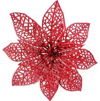 Vánoční dekorace Vánoční dekorativní květ červená